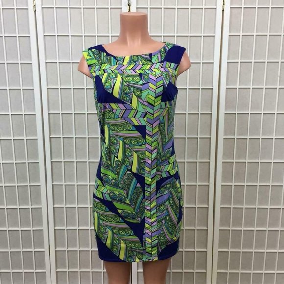 Trina Turk Dresses & Skirts - Trina Turk Lasi Mod Tropical Leaf Sheath Dress Women's Size 4 Boat Neck NWT